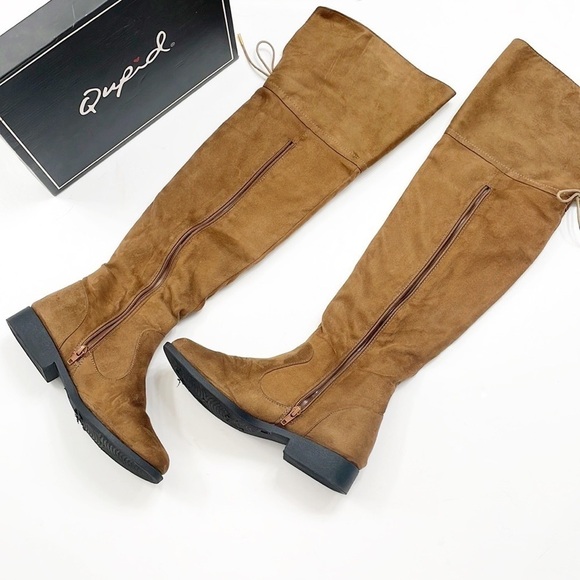 Qupid Zion tie back boots in coffee - Picture 5 of 10